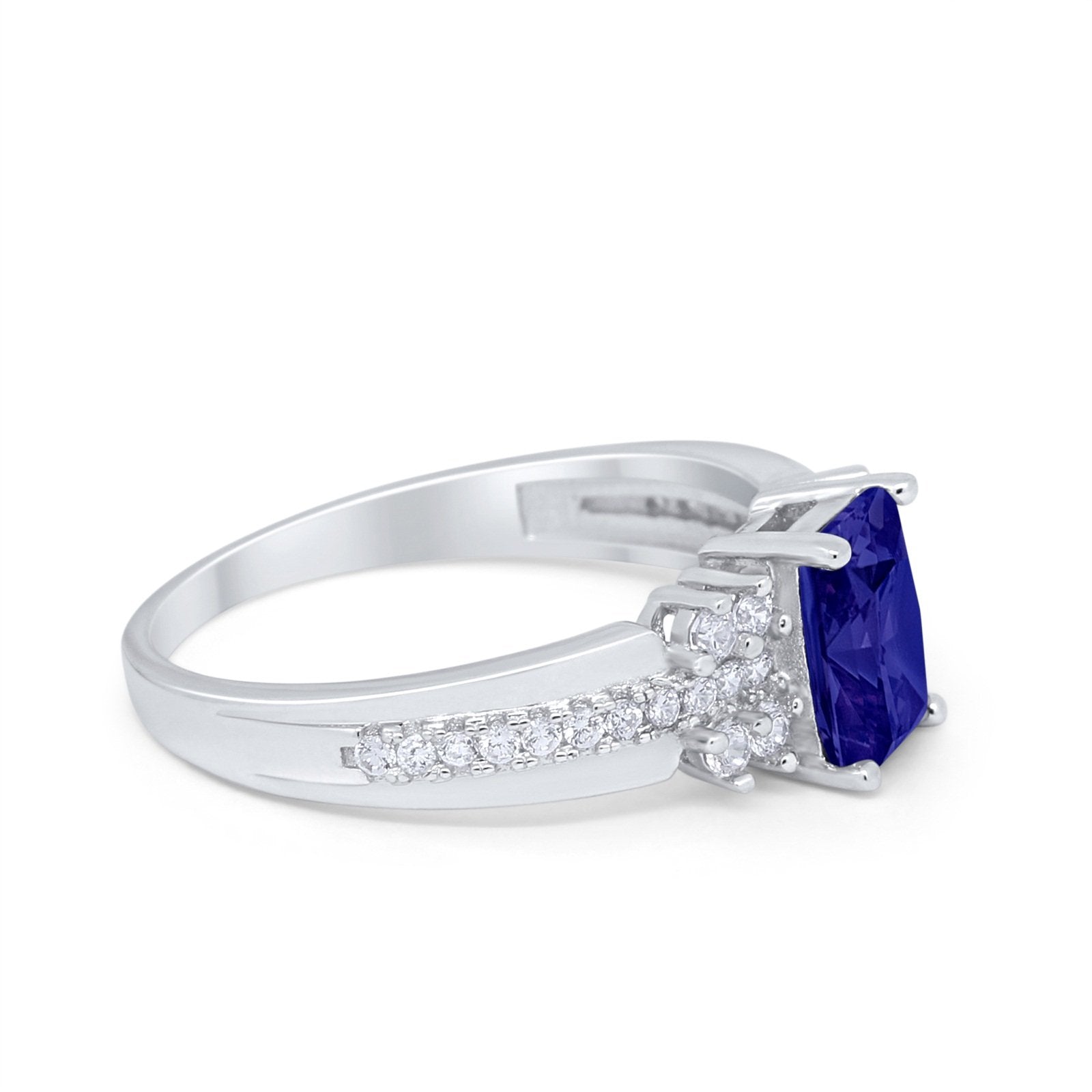 Vintage Engagement Ring Simulated Cubic Zirconia 925 Sterling Silver