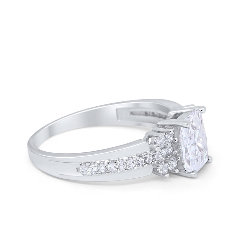 Vintage Engagement Ring Simulated Cubic Zirconia 925 Sterling Silver