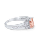 Vintage Engagement Ring Simulated Cubic Zirconia 925 Sterling Silver