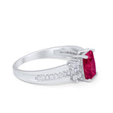 Vintage Engagement Ring Simulated Cubic Zirconia 925 Sterling Silver