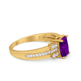 Vintage Engagement Ring Simulated Cubic Zirconia 925 Sterling Silver