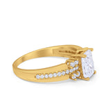 Vintage Engagement Ring Simulated Cubic Zirconia 925 Sterling Silver