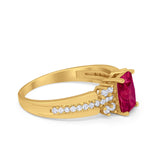 Vintage Engagement Ring Simulated Cubic Zirconia 925 Sterling Silver