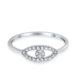 Evil Eye Ring Round Simulated Cubic Zirconia 925 Sterling Silver