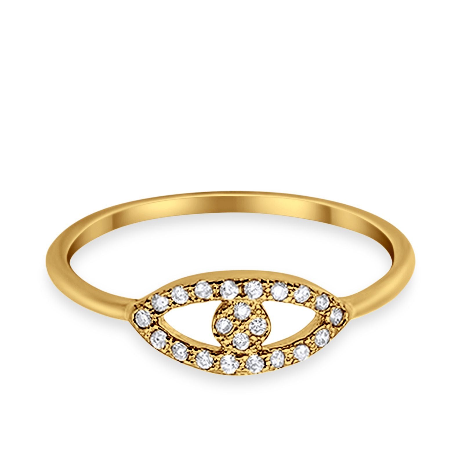 Evil Eye Ring Round Simulated Cubic Zirconia 925 Sterling Silver