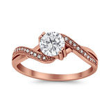 Crisscross Wedding Ring Round Simulated Cubic Zirconia 925 Sterling Silver