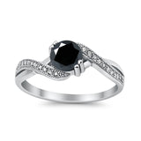 Crisscross Wedding Ring Round Simulated Cubic Zirconia 925 Sterling Silver