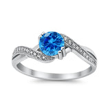 Crisscross Wedding Ring Round Simulated Cubic Zirconia 925 Sterling Silver