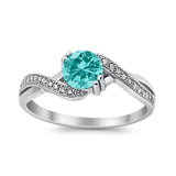 Crisscross Wedding Ring Round Simulated Cubic Zirconia 925 Sterling Silver