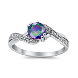 Crisscross Wedding Ring Round Simulated Cubic Zirconia 925 Sterling Silver