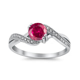 Crisscross Wedding Ring Round Simulated Cubic Zirconia 925 Sterling Silver