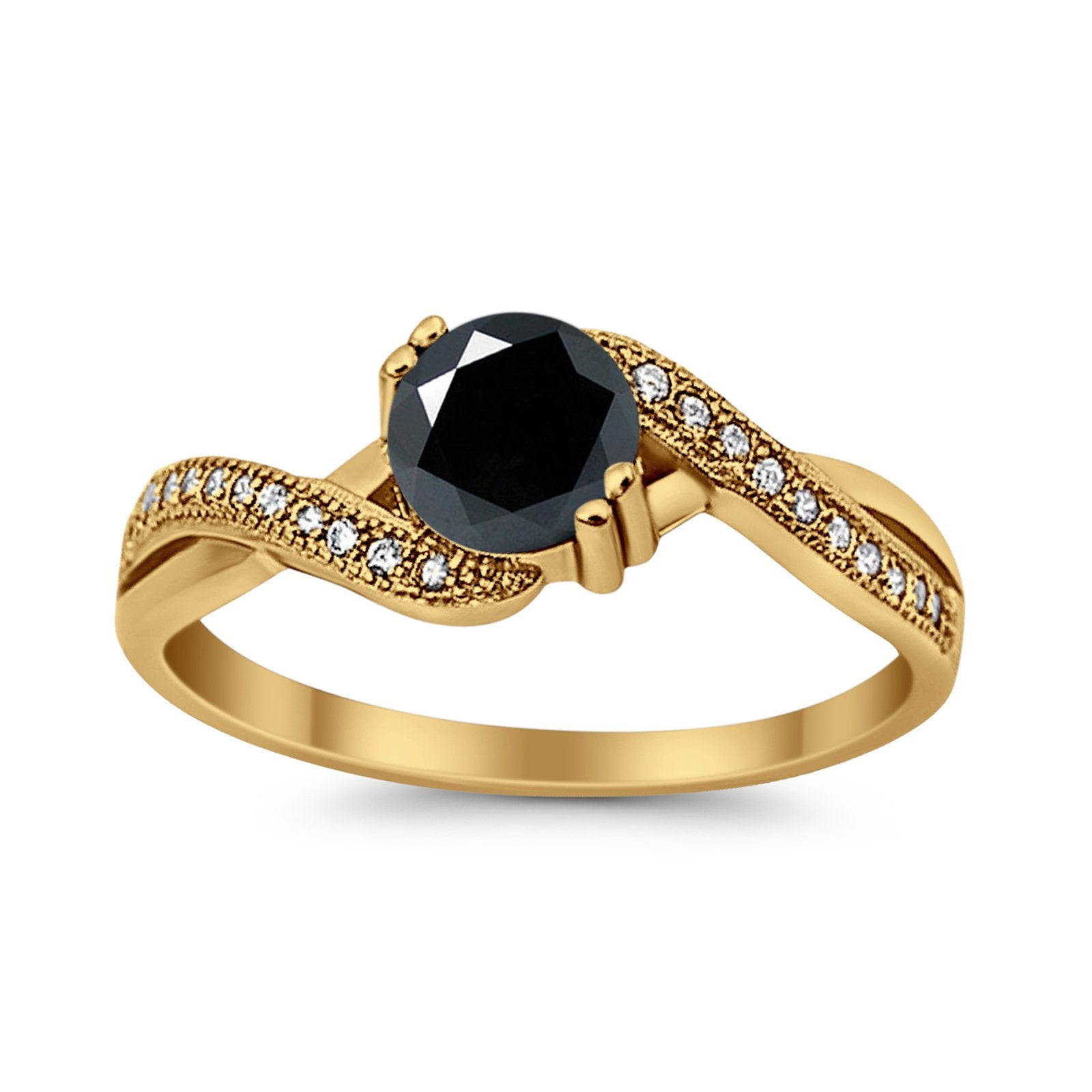 Crisscross Wedding Ring Round Simulated Cubic Zirconia 925 Sterling Silver