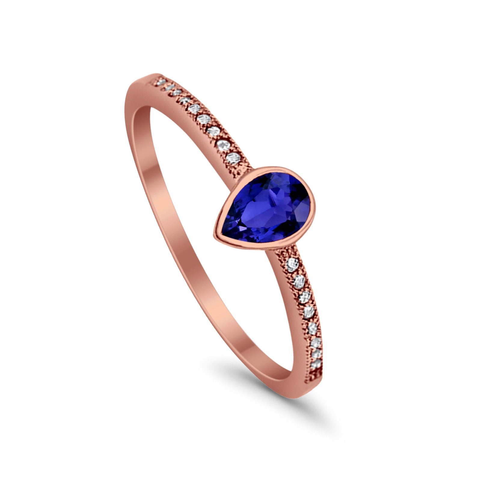 Accent Teardrop Wedding Ring Simulated Round Cubic Zirconia 925 Sterling Silver