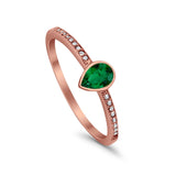 Accent Teardrop Wedding Ring Simulated Round Cubic Zirconia 925 Sterling Silver