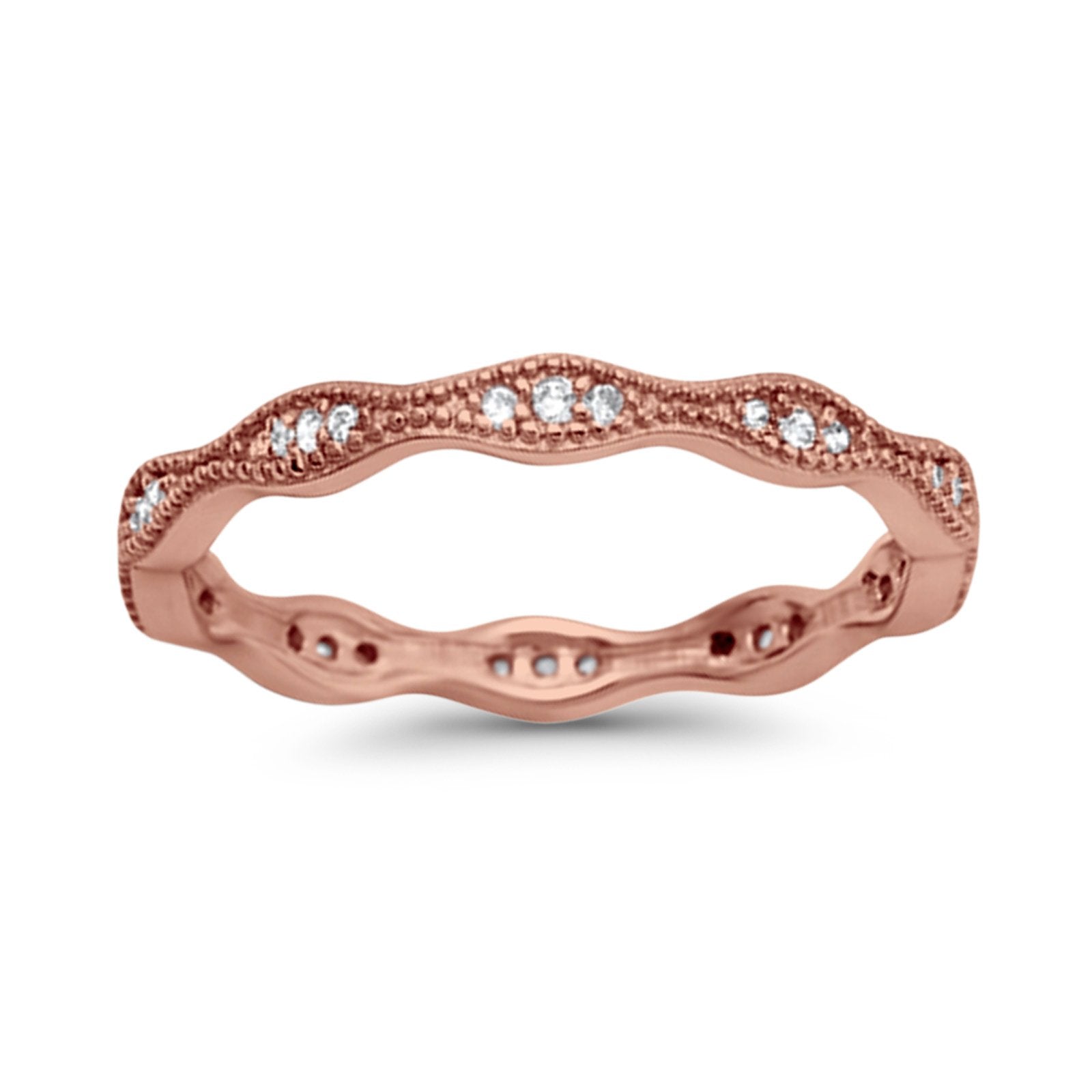 Full Eternity Wedding Ring Round Simulated CZ 925 Sterling Silver