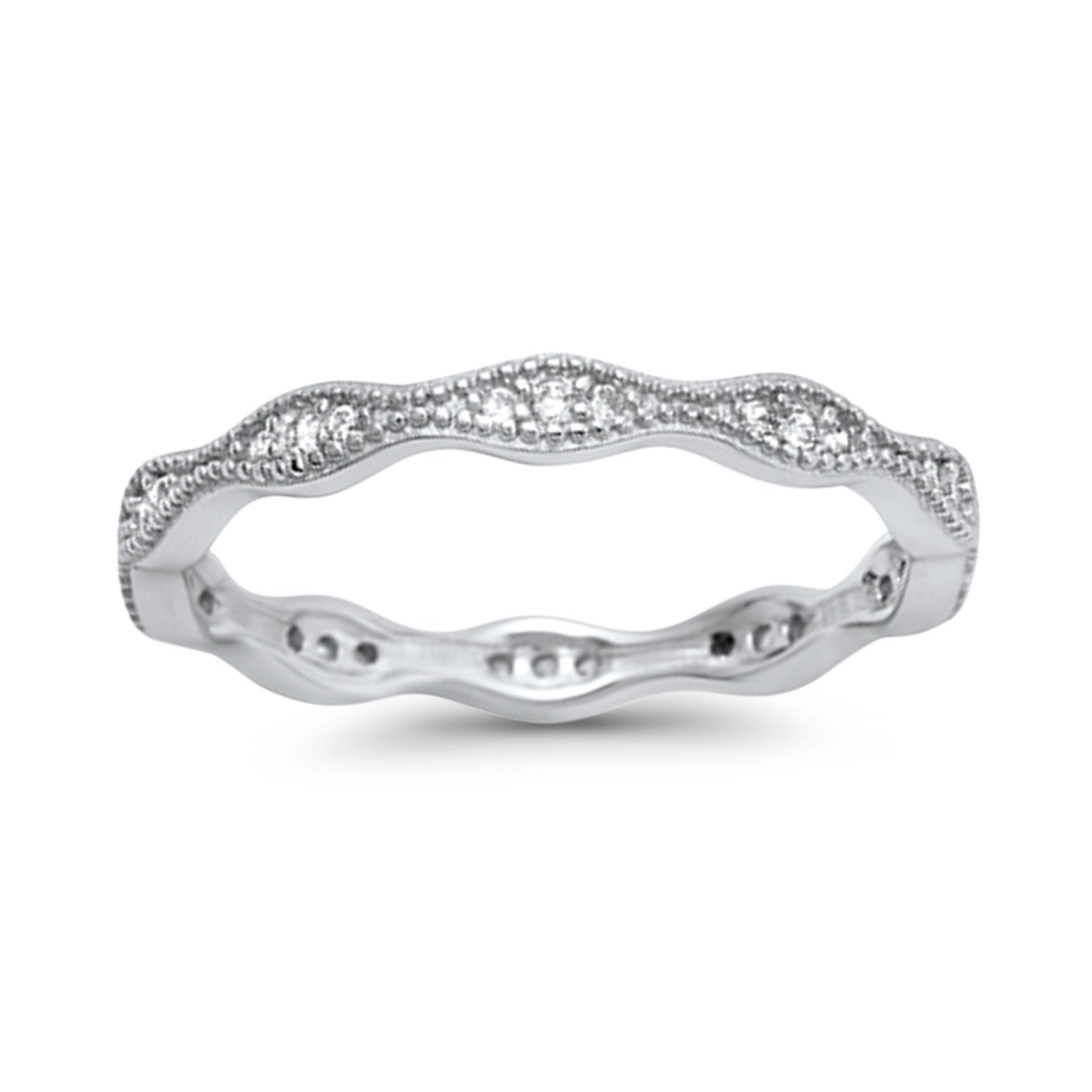 Full Eternity Wedding Ring Round Simulated CZ 925 Sterling Silver