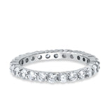 Stackable Full Eternity Wedding Simulated Band Ring Round CZ 925 Sterling Silver