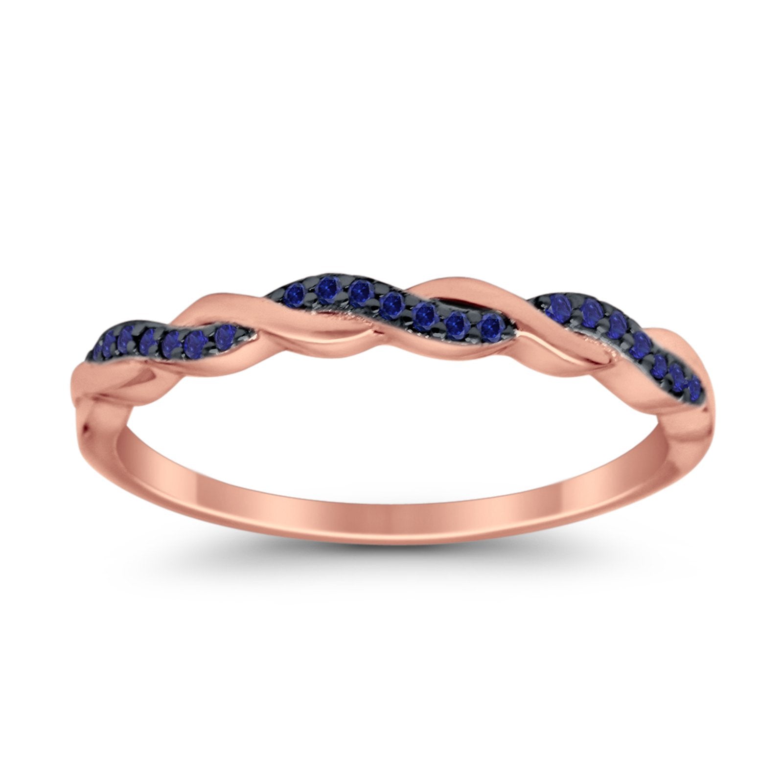 Half Eternity Infinity Twisted Band Rings Simulated CZ 925 Sterling Silver