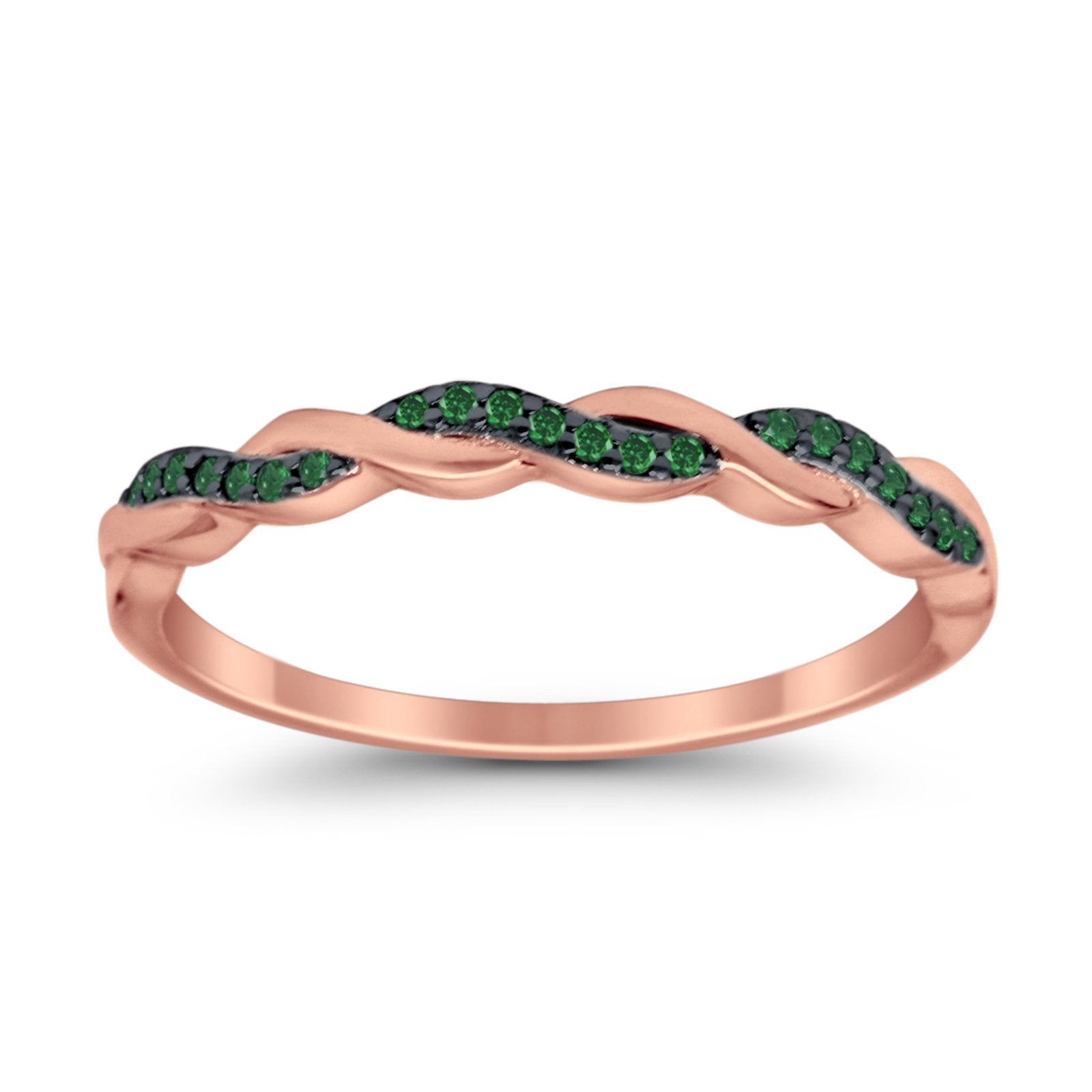 Half Eternity Infinity Twisted Band Rings Simulated CZ 925 Sterling Silver