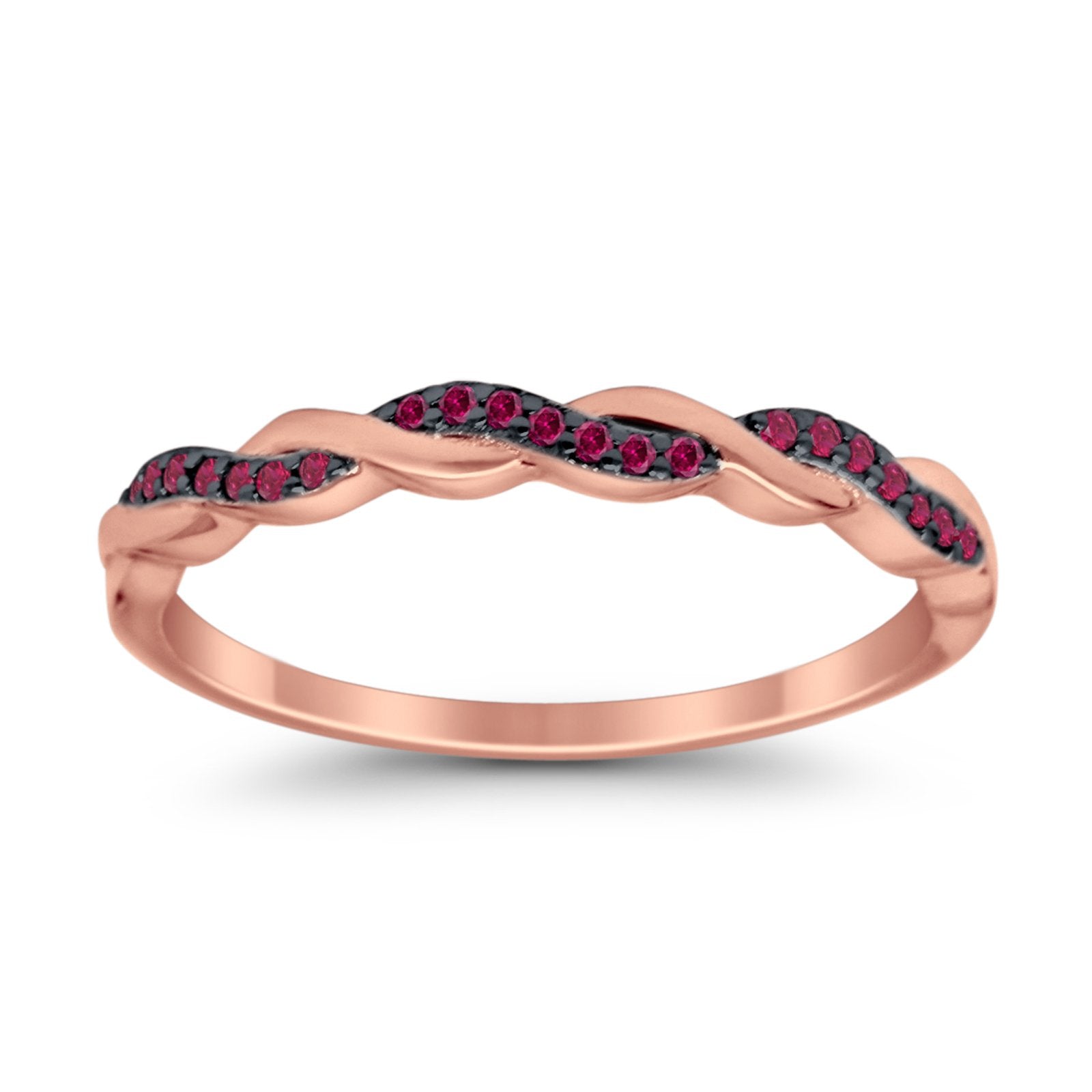 Half Eternity Infinity Twisted Band Rings Simulated CZ 925 Sterling Silver