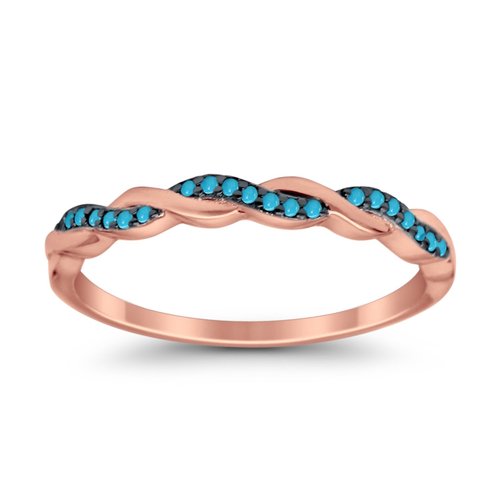 Half Eternity Infinity Twisted Band Rings Simulated CZ 925 Sterling Silver