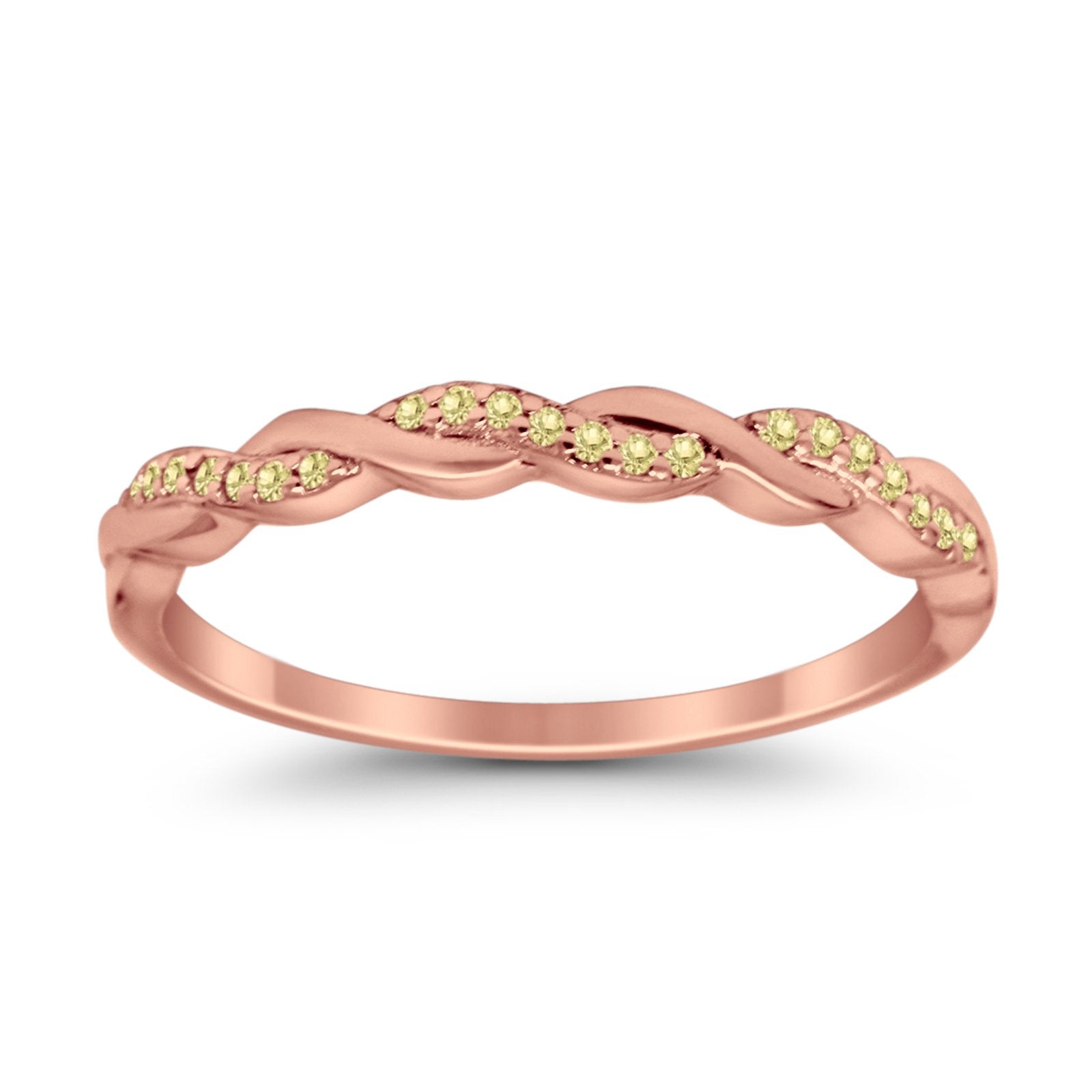Half Eternity Infinity Twisted Band Rings Simulated CZ 925 Sterling Silver