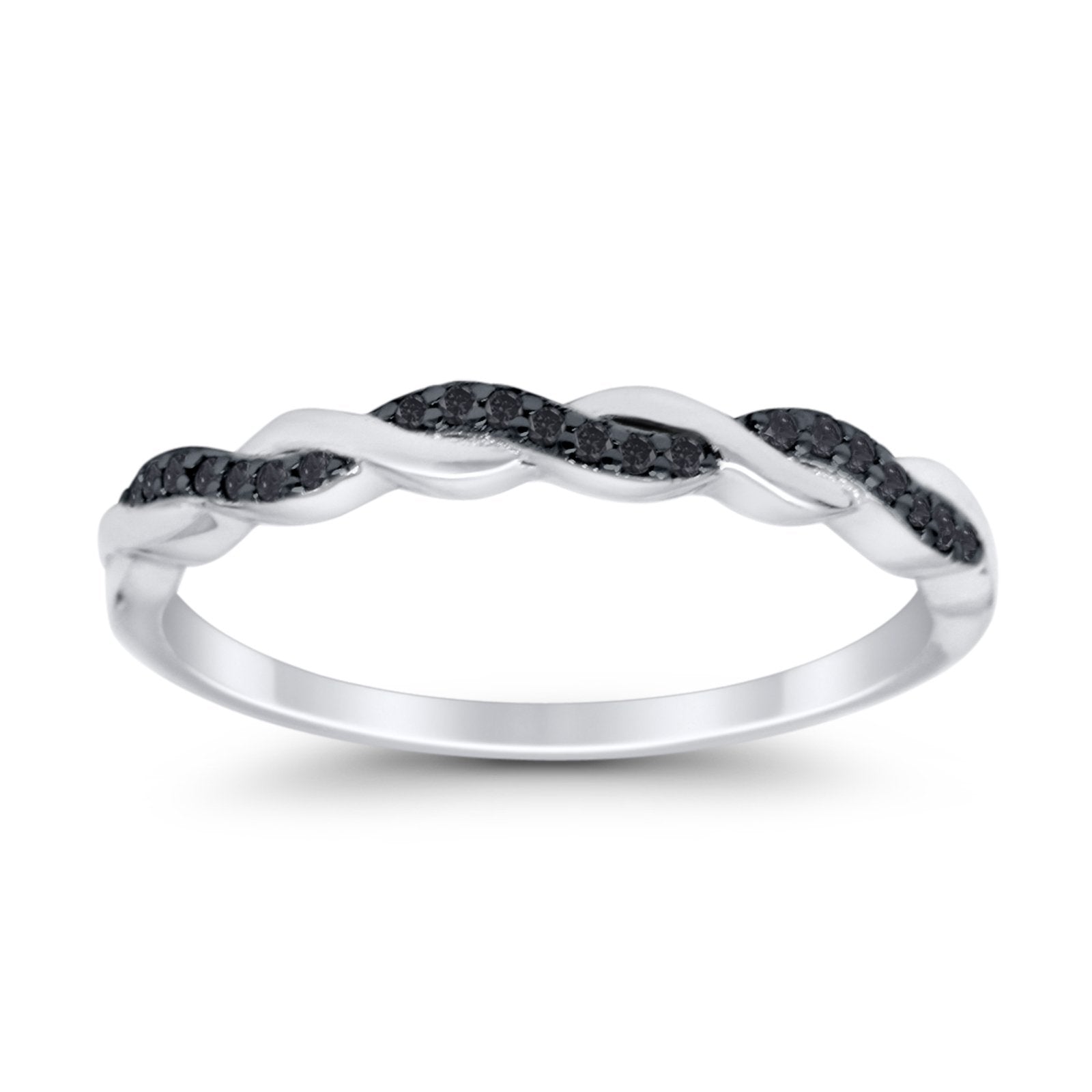 Half Eternity Infinity Twisted Band Rings Simulated CZ 925 Sterling Silver