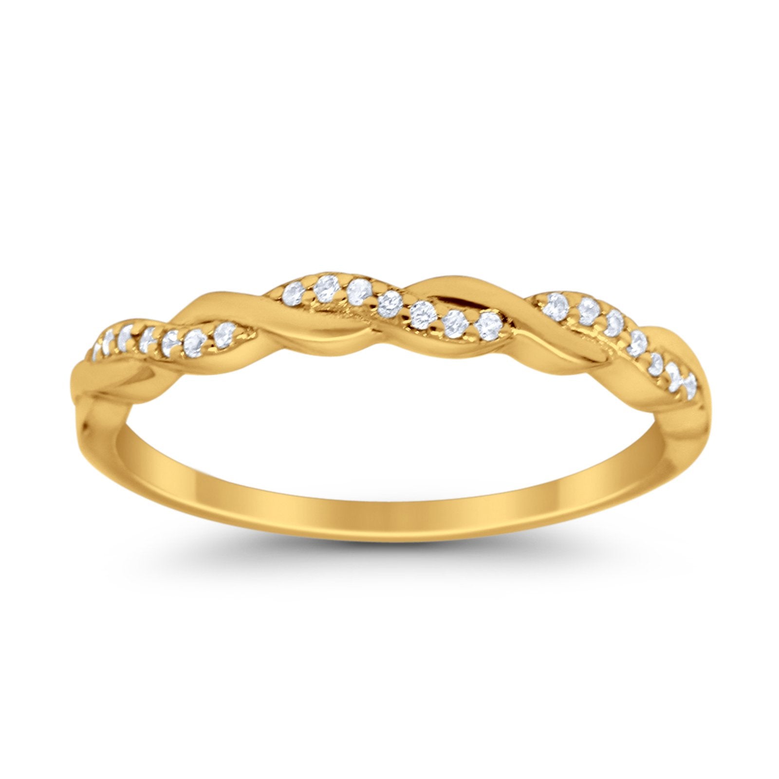 Half Eternity Infinity Twisted Band Rings Simulated CZ 925 Sterling Silver