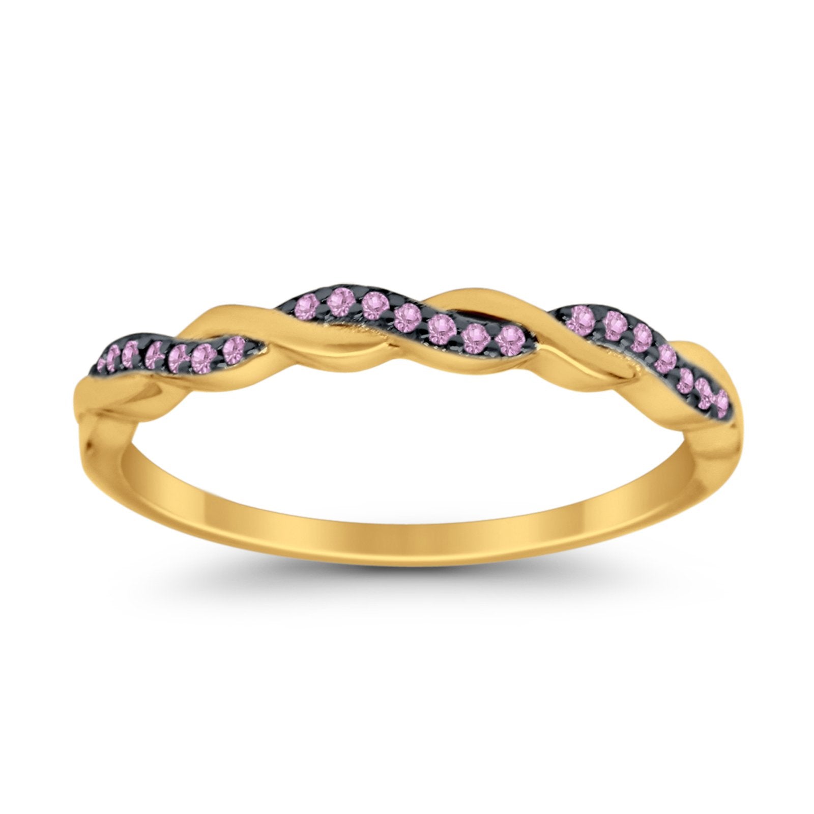 Half Eternity Infinity Twisted Band Rings Simulated CZ 925 Sterling Silver