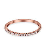 Full Eternity Stackable Wedding Ring Pave Round Simulated CZ 925 Sterling Silver