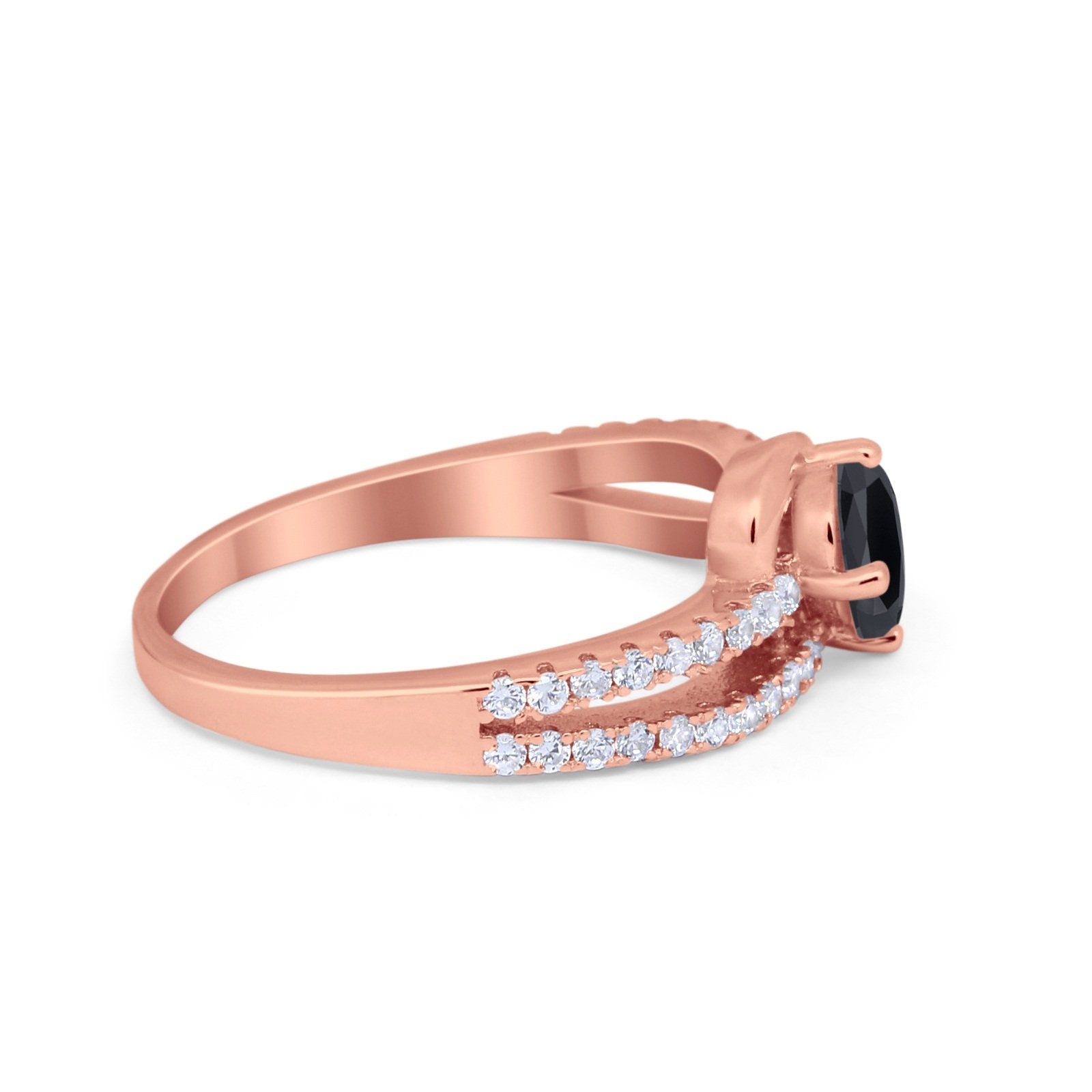 Accent Fashion Wedding Ring Oval Simulated Cubic Zirconia 925 Sterling Silver