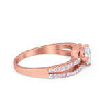 Accent Fashion Wedding Ring Oval Simulated Cubic Zirconia 925 Sterling Silver