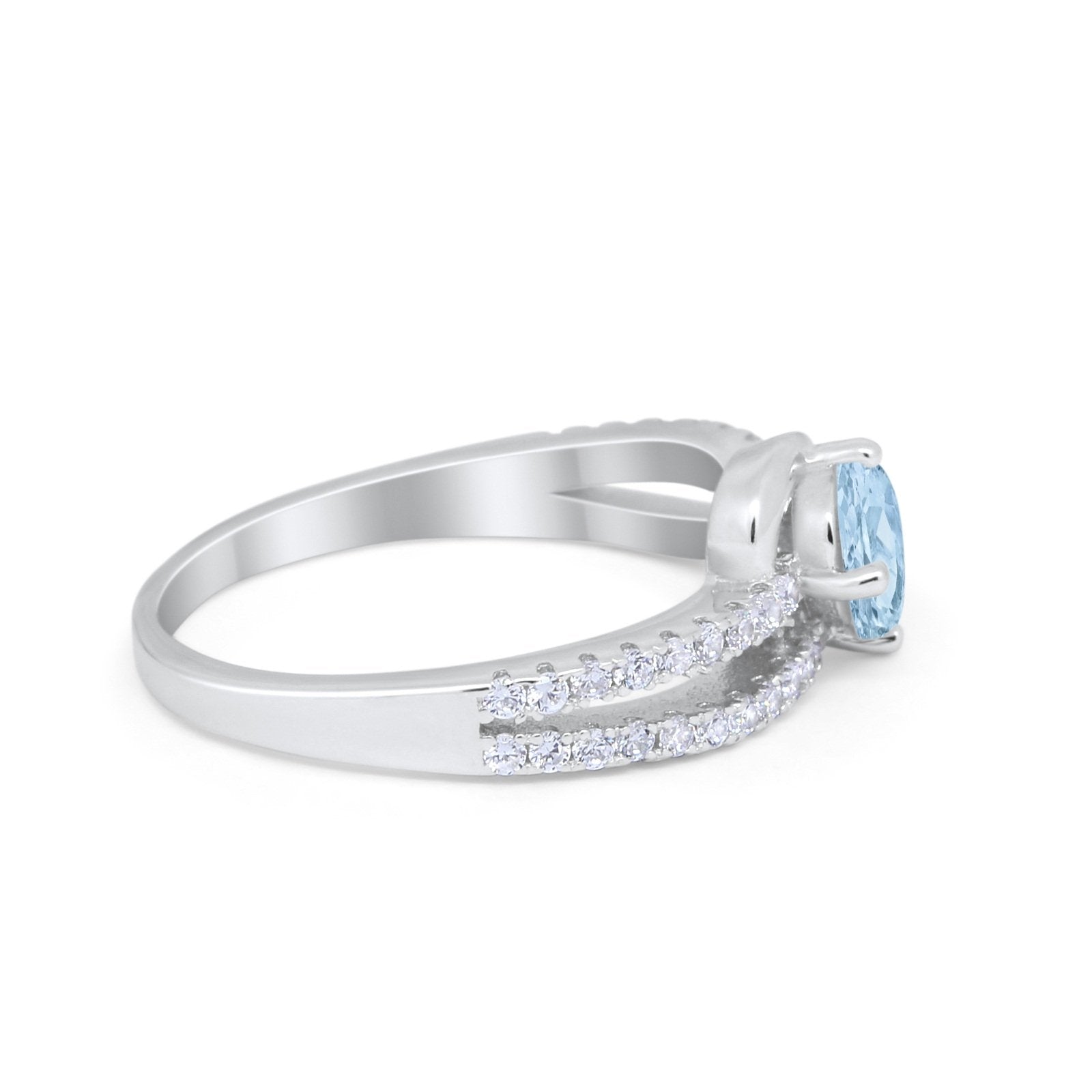Accent Fashion Wedding Ring Oval Simulated Cubic Zirconia 925 Sterling Silver