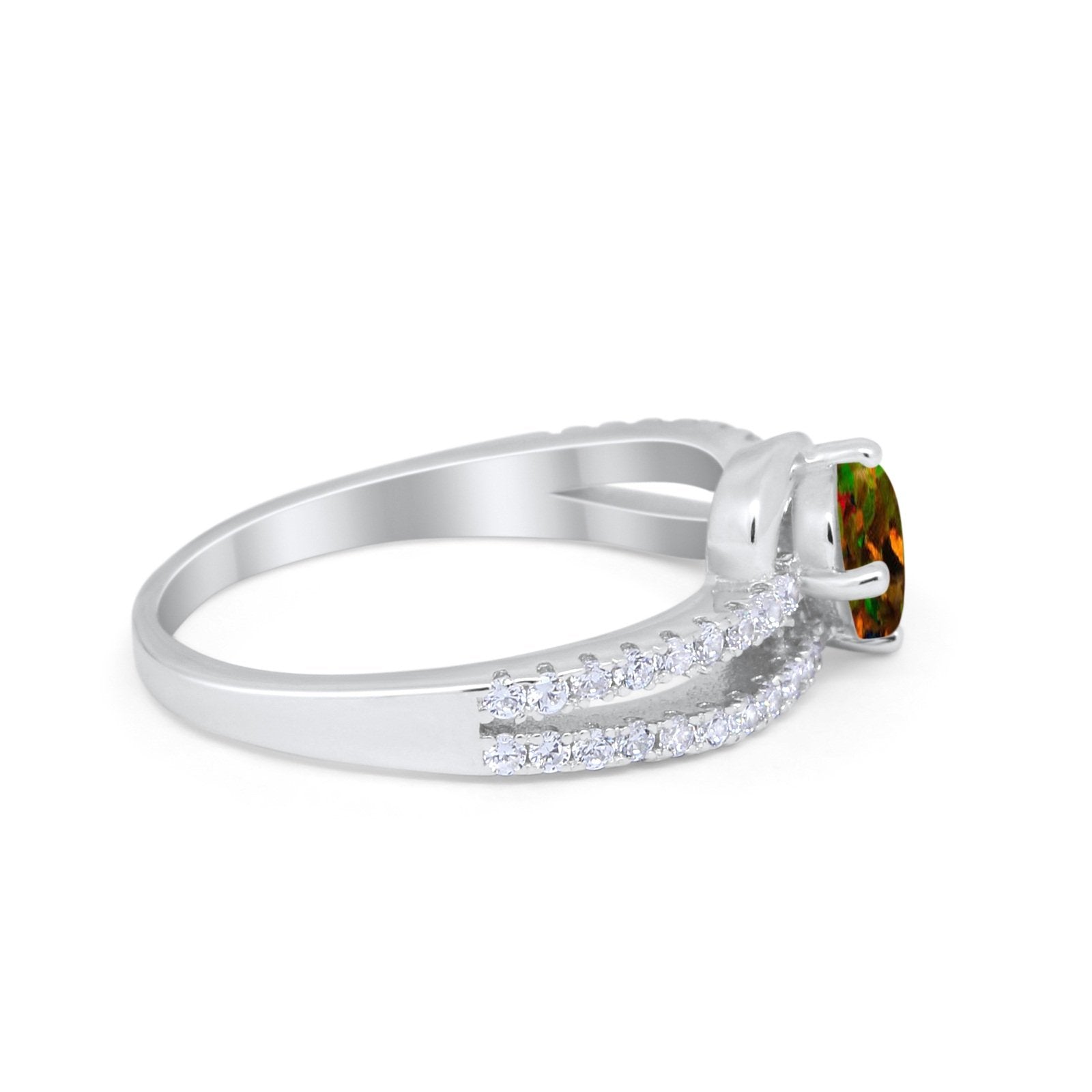 Accent Fashion Wedding Ring Oval Simulated Cubic Zirconia 925 Sterling Silver