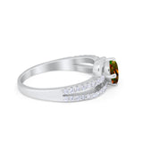 Accent Fashion Wedding Ring Oval Simulated Cubic Zirconia 925 Sterling Silver