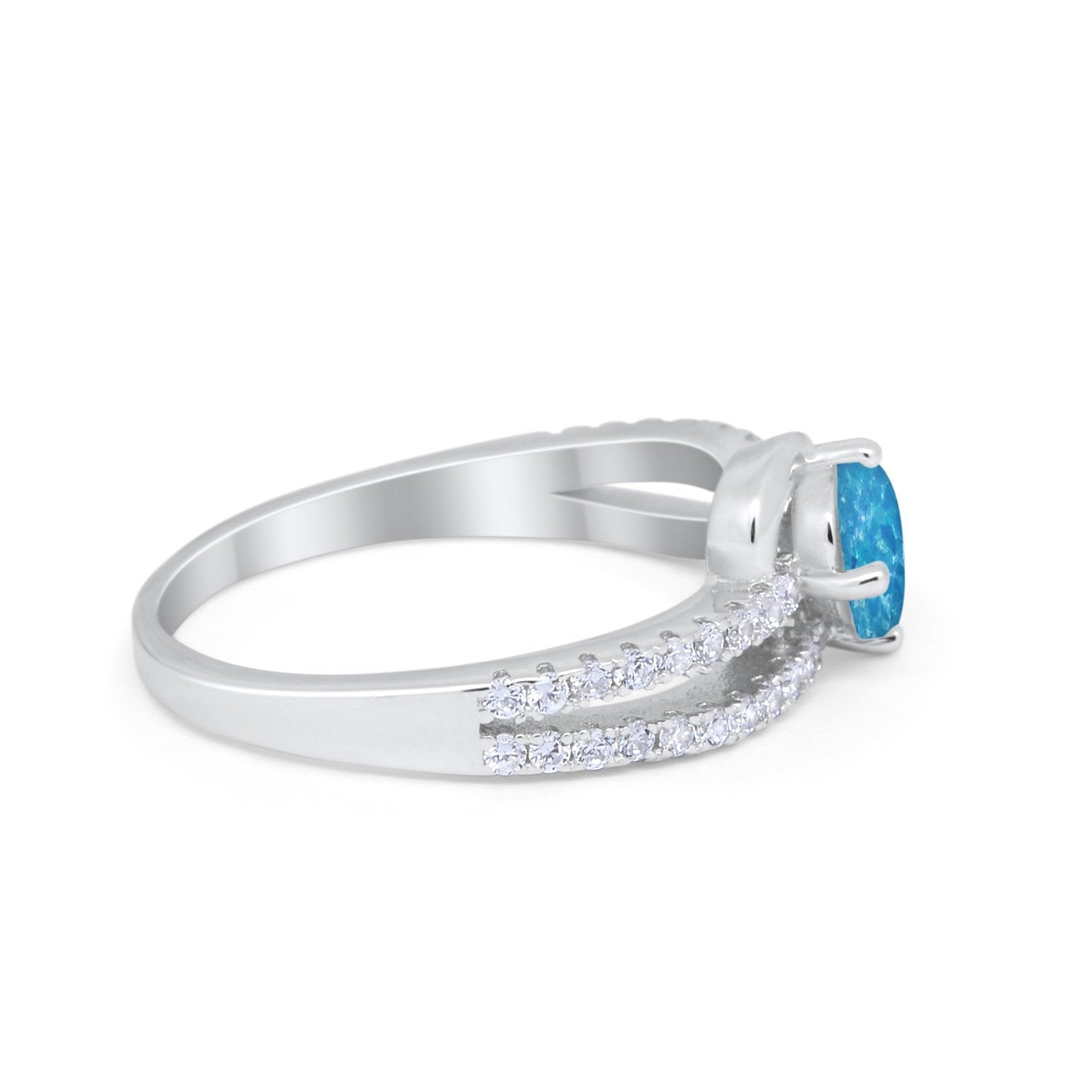 Accent Fashion Wedding Ring Oval Simulated Cubic Zirconia 925 Sterling Silver