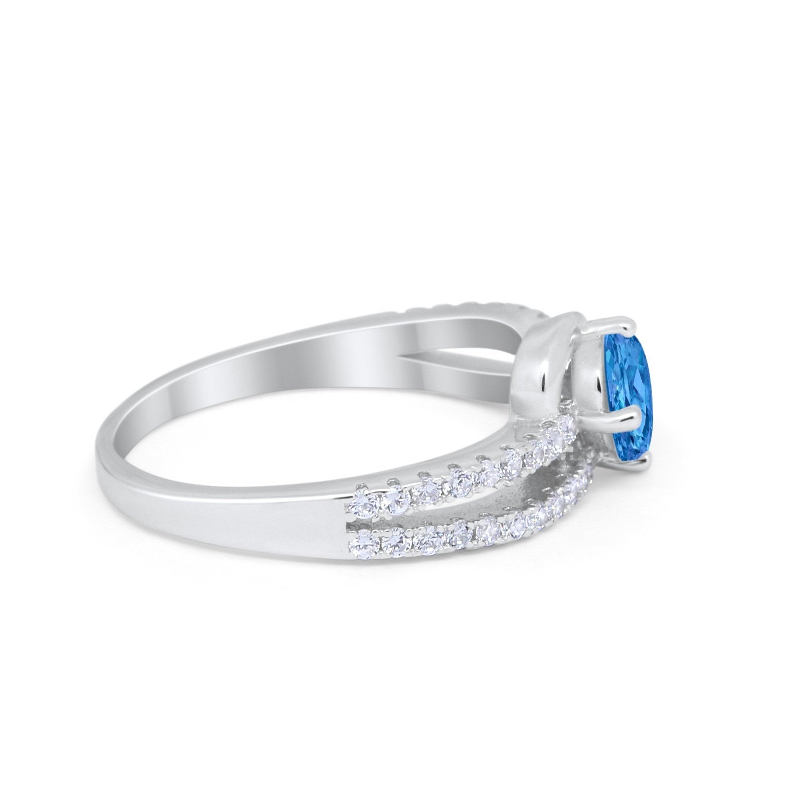 Accent Fashion Wedding Ring Oval Simulated Cubic Zirconia 925 Sterling Silver
