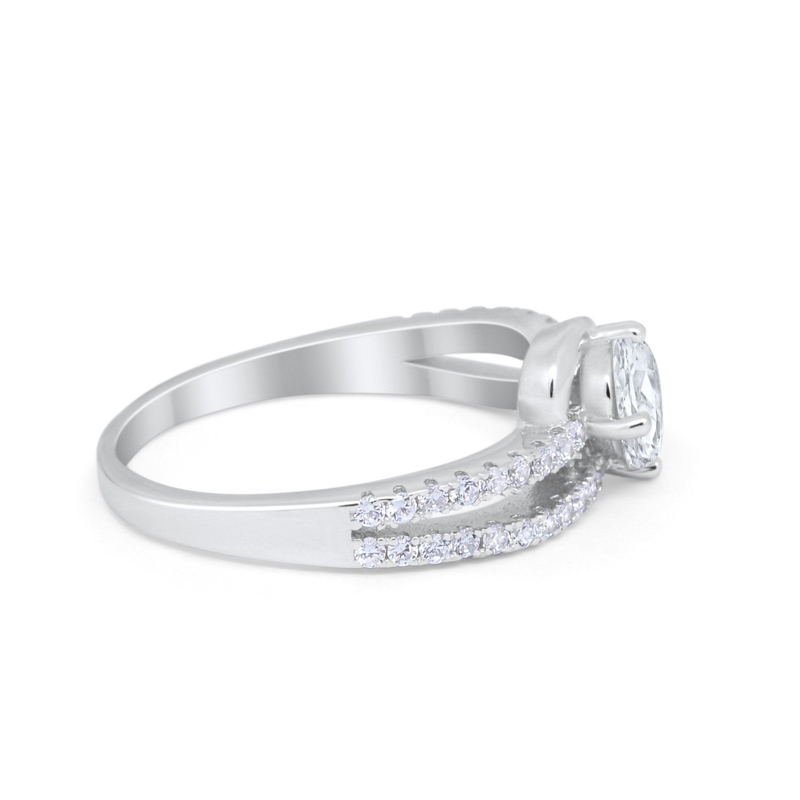 Accent Fashion Wedding Ring Oval Simulated Cubic Zirconia 925 Sterling Silver