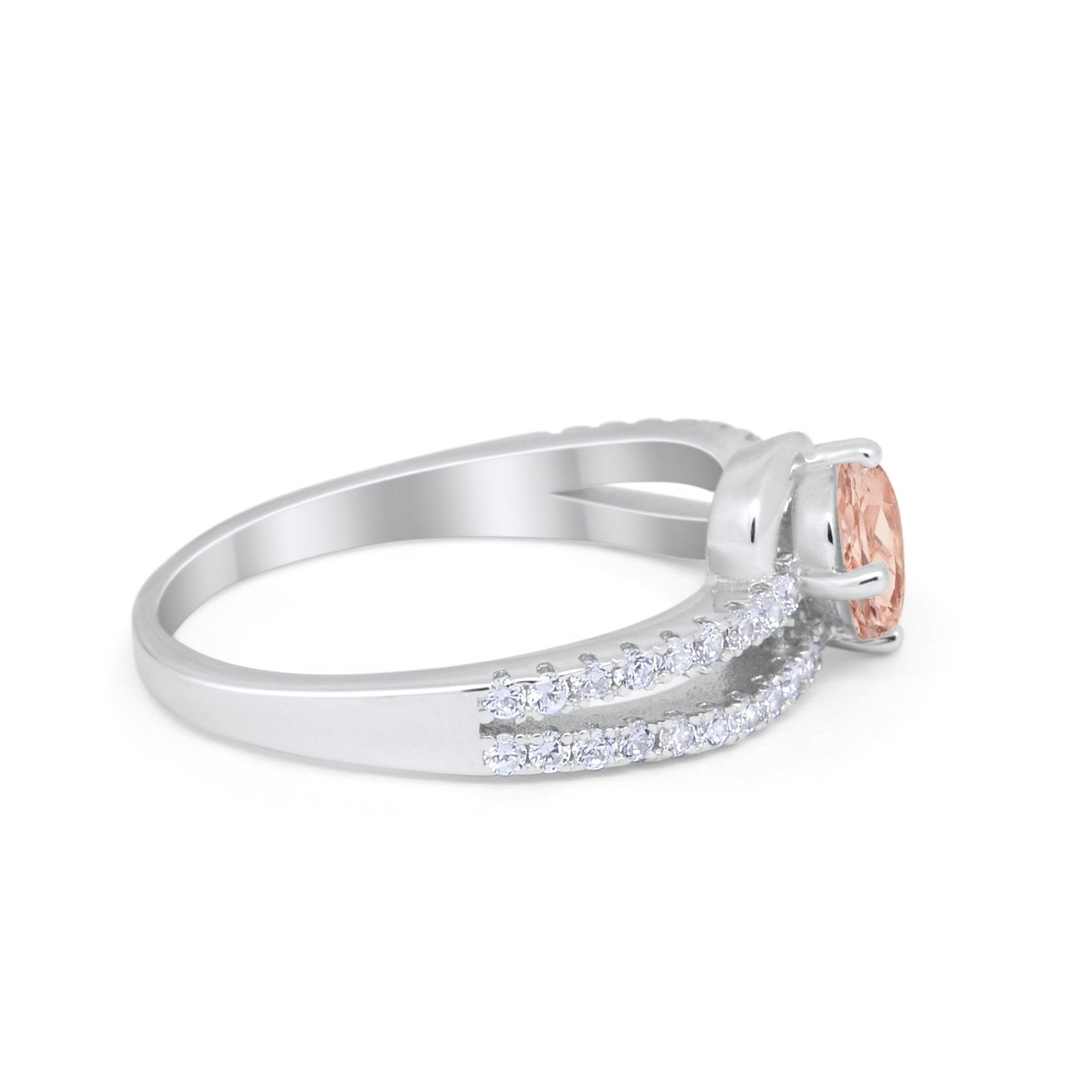 Accent Fashion Wedding Ring Oval Simulated Cubic Zirconia 925 Sterling Silver