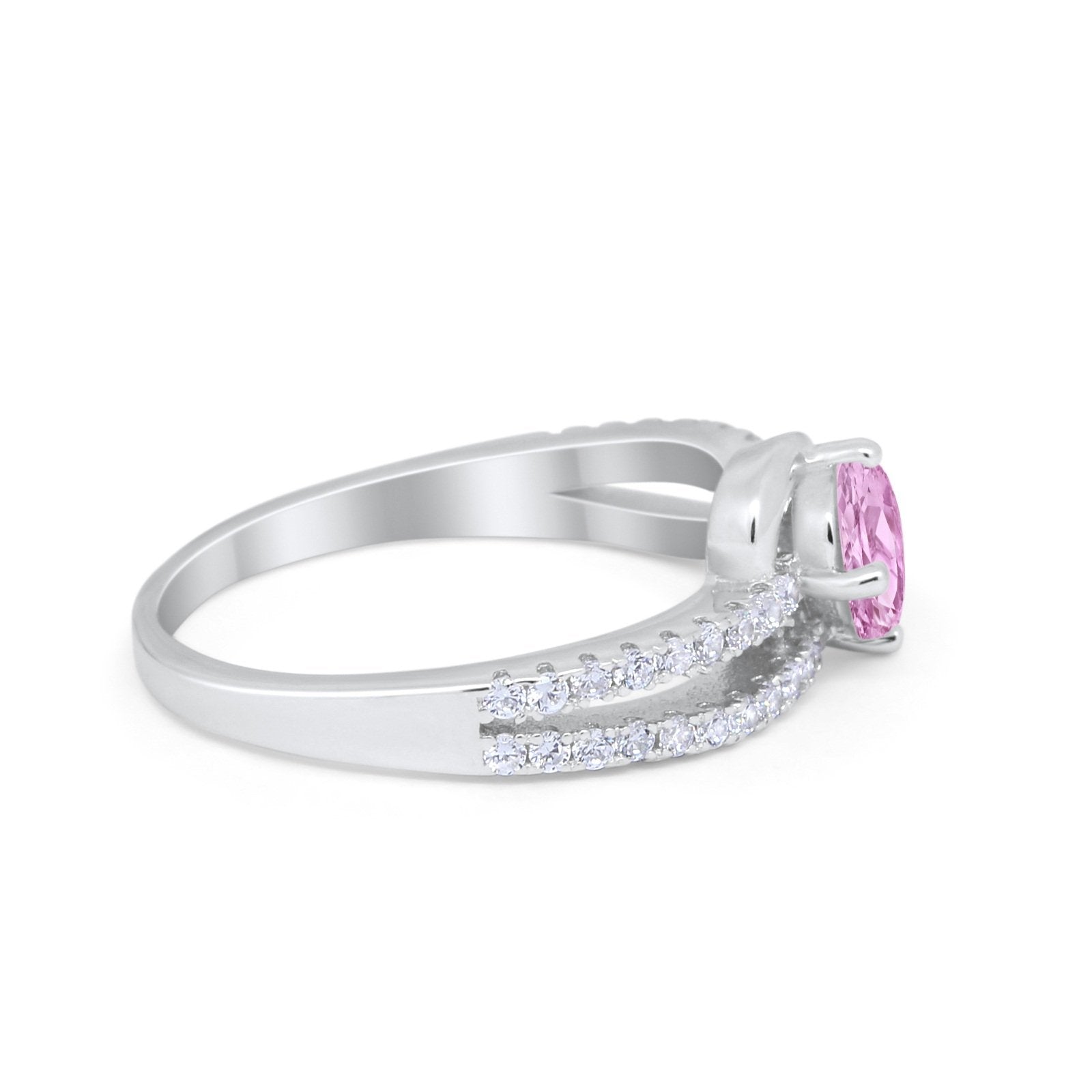Accent Fashion Wedding Ring Oval Simulated Cubic Zirconia 925 Sterling Silver
