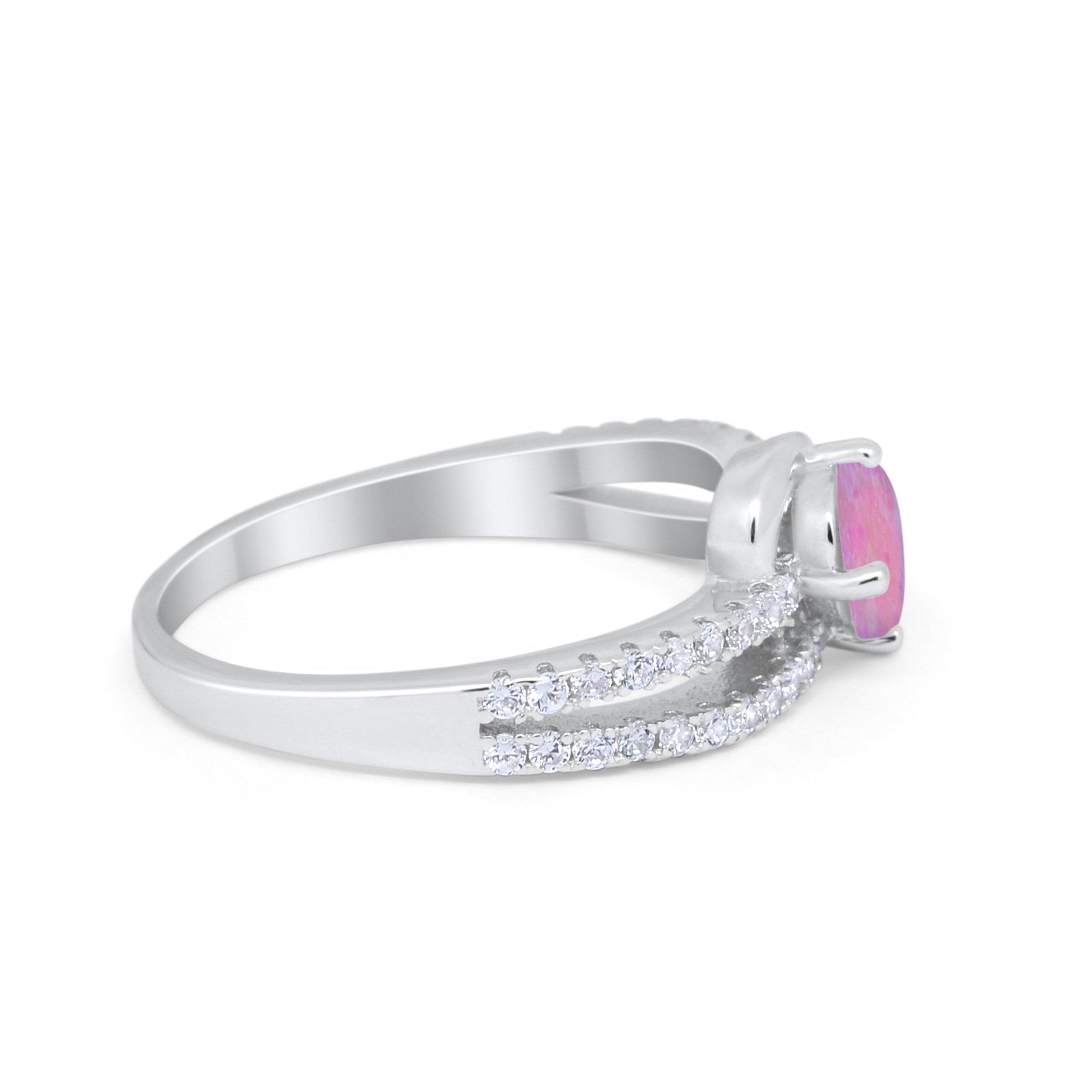 Accent Fashion Wedding Ring Oval Simulated Cubic Zirconia 925 Sterling Silver