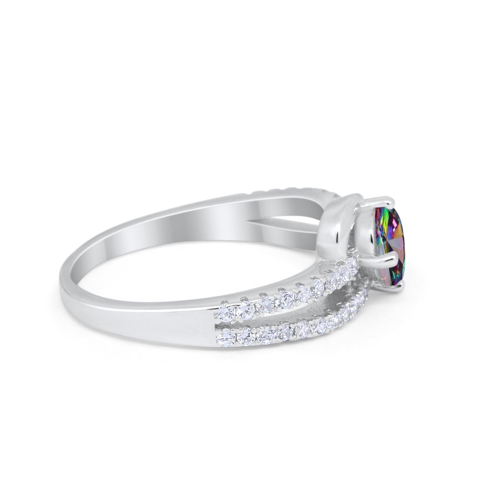 Accent Fashion Wedding Ring Oval Simulated Cubic Zirconia 925 Sterling Silver