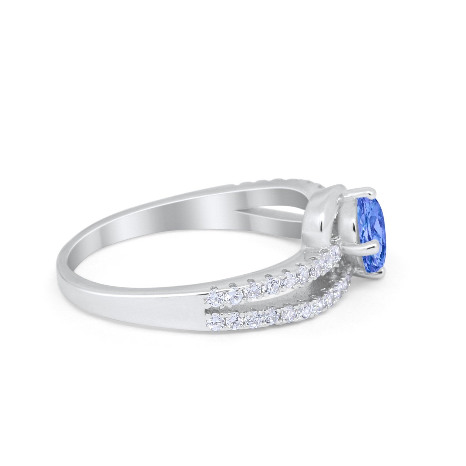 Accent Fashion Wedding Ring Oval Simulated Cubic Zirconia 925 Sterling Silver