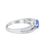 Accent Fashion Wedding Ring Oval Simulated Cubic Zirconia 925 Sterling Silver