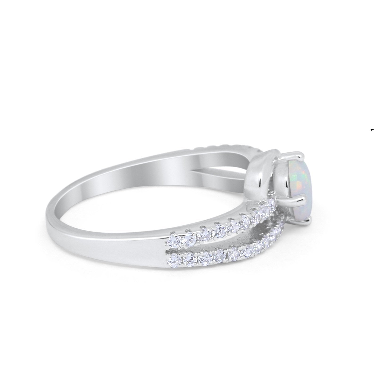 Accent Fashion Wedding Ring Oval Simulated Cubic Zirconia 925 Sterling Silver