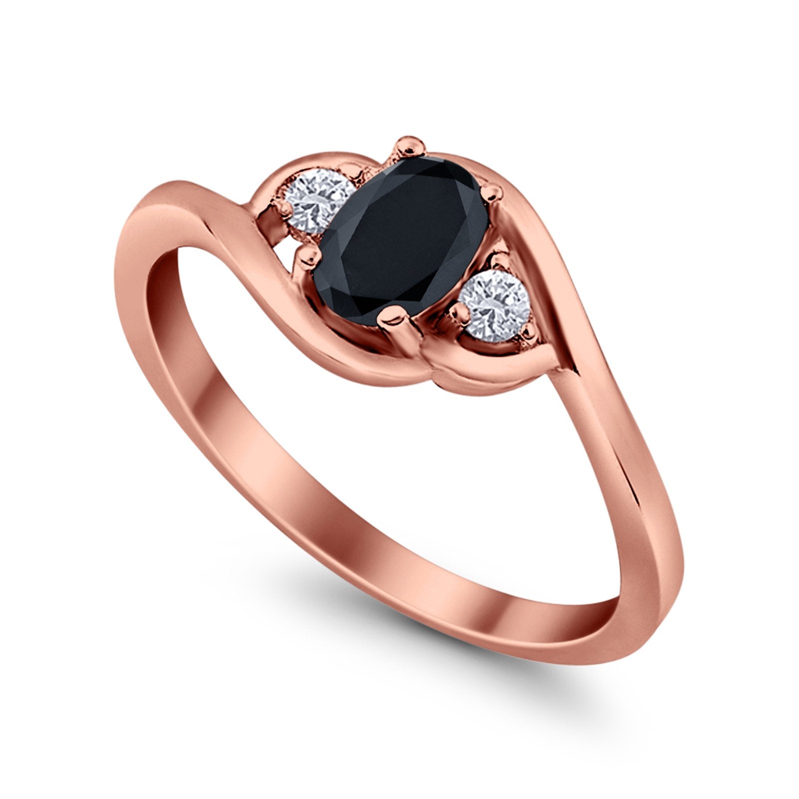 Wedding Ring Oval Cut Round Simulated Cubic Zirconia 925 Sterling Silver