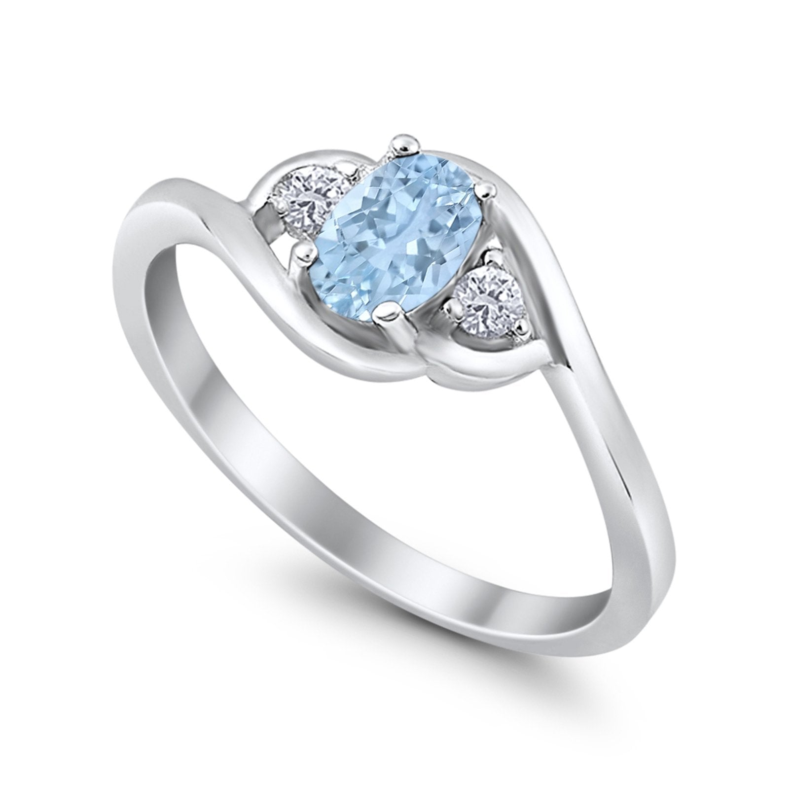 Wedding Ring Oval Cut Round Simulated Cubic Zirconia 925 Sterling Silver