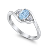 Wedding Ring Oval Cut Round Simulated Cubic Zirconia 925 Sterling Silver