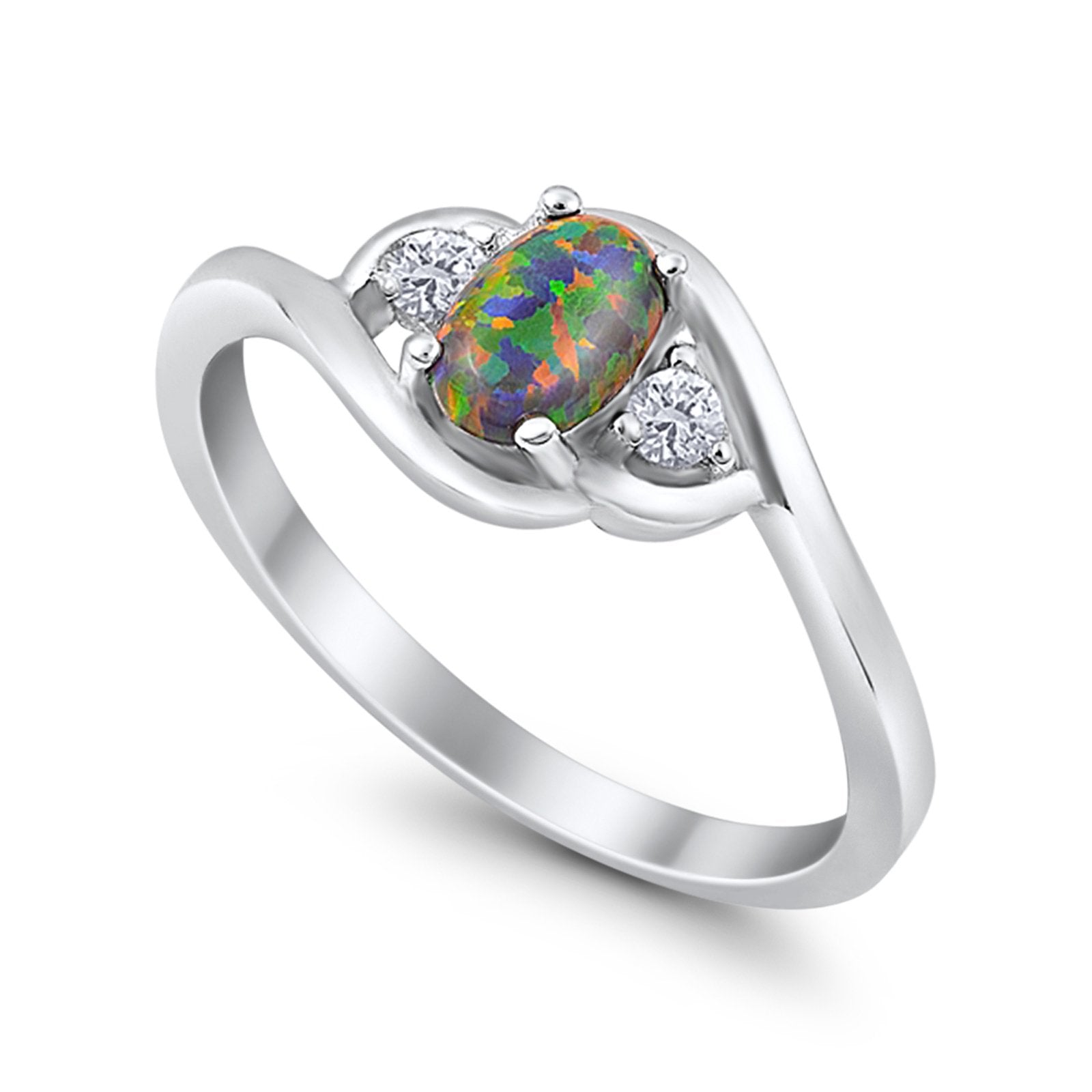 Wedding Ring Oval Cut Round Simulated Cubic Zirconia 925 Sterling Silver