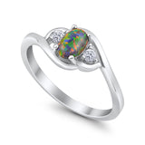 Wedding Ring Oval Cut Round Simulated Cubic Zirconia 925 Sterling Silver